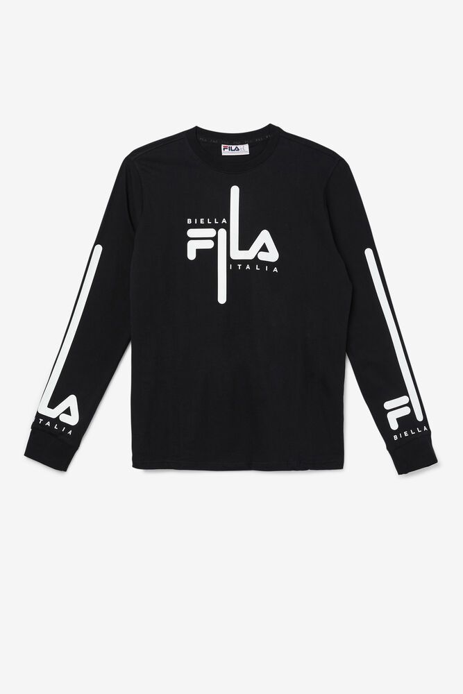 Fila Martino Long Sleeve T-Shirt Black - Mens - 36592AXJQ